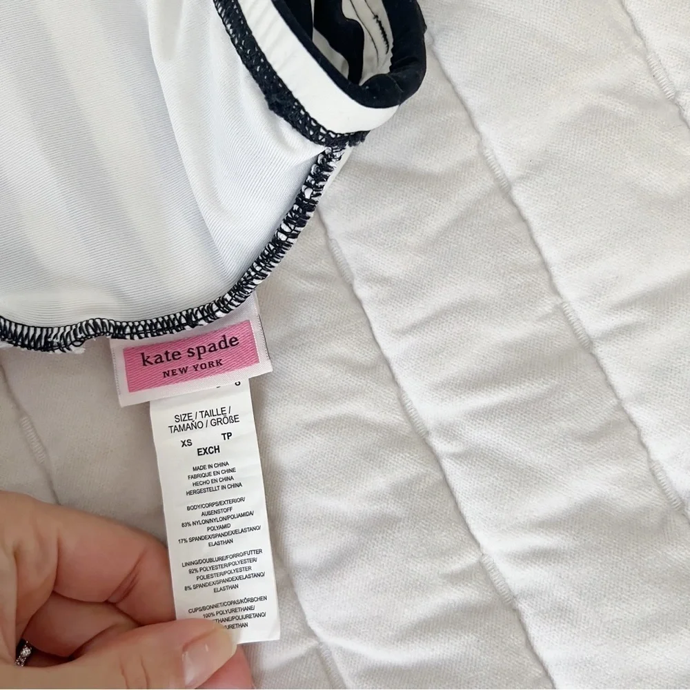 Kate Spade Striped off white/black swimsuit one piece sz XS